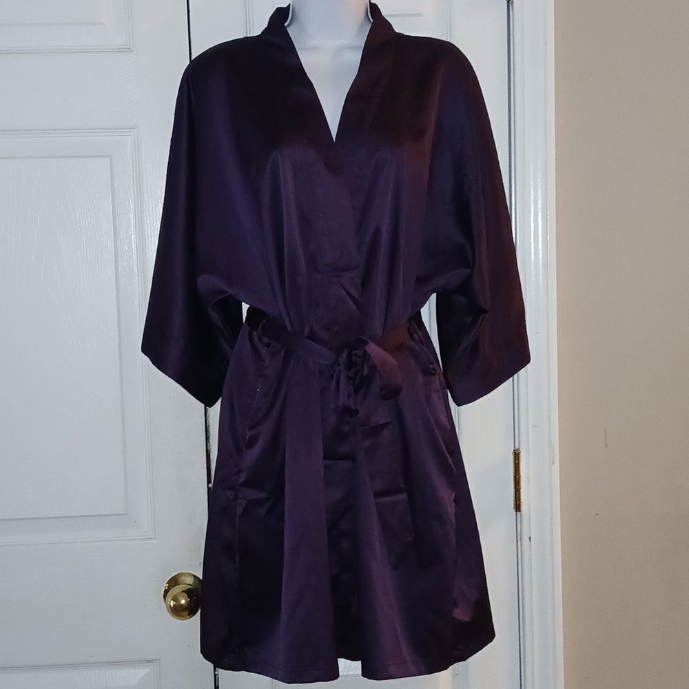 Deep eggplant purple sexy honeymoon lingerie robe  Sz L/XL NWT